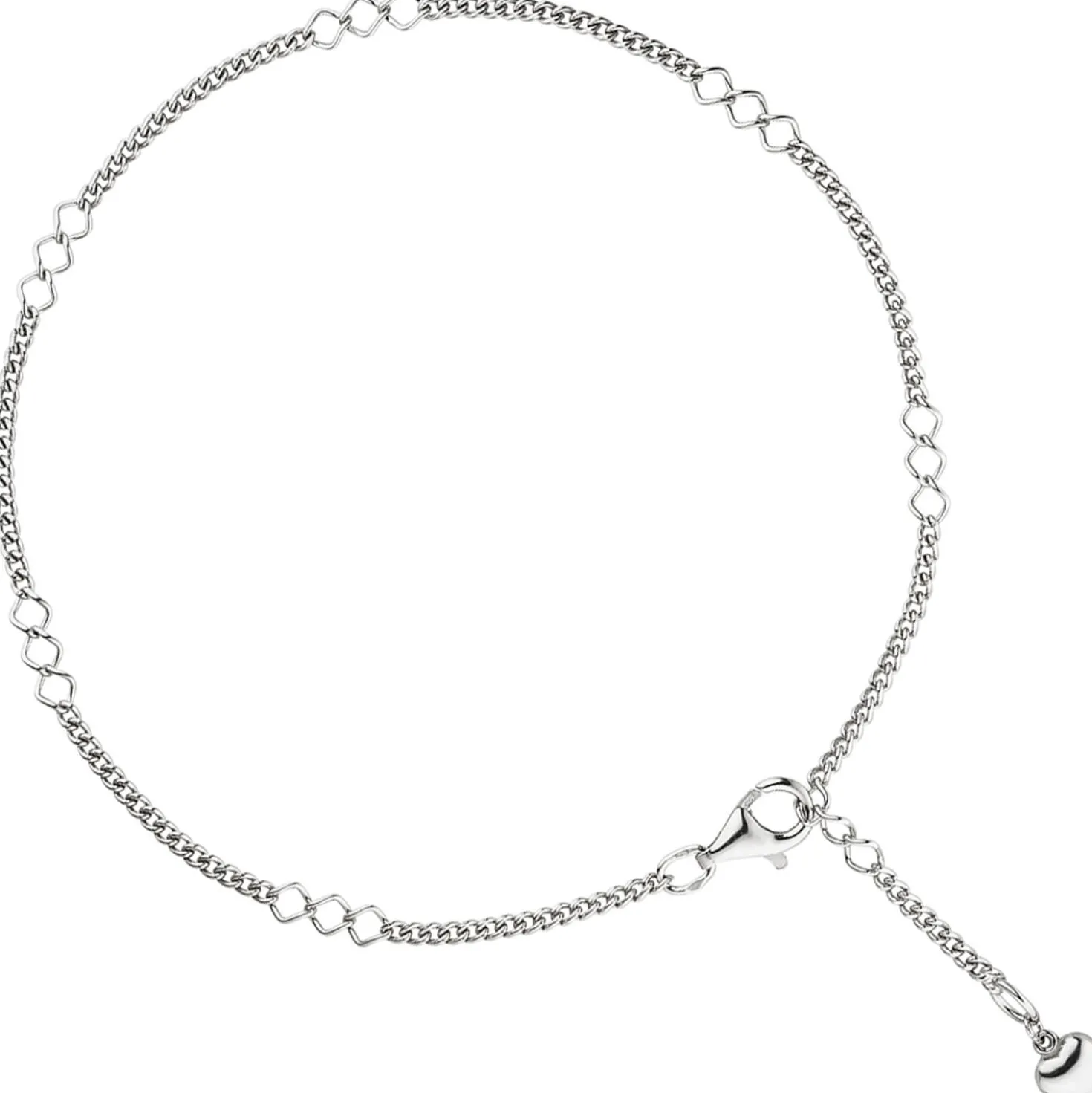 Fußkette Fußkettchen Fußschmuck Herz 925 Echt Silber Damen 27cm