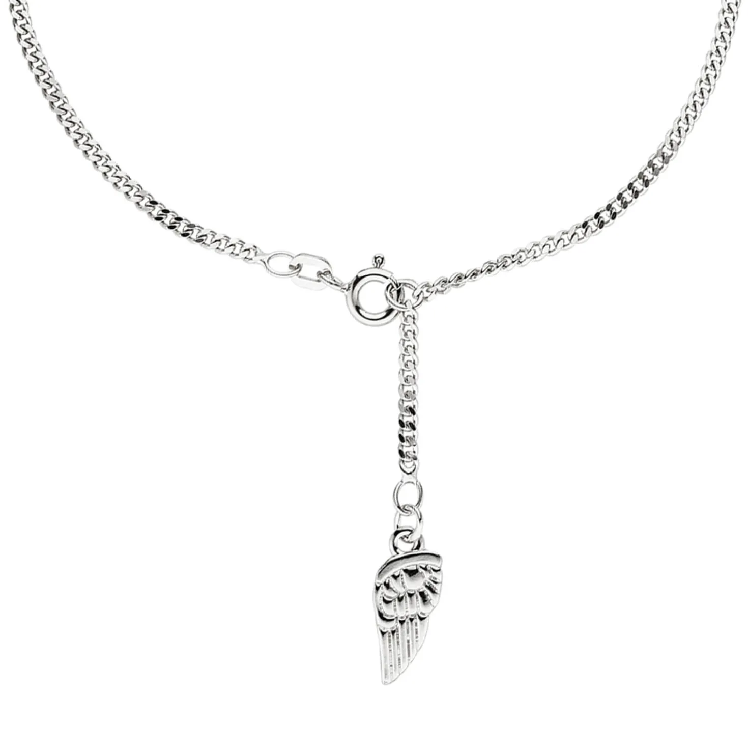 Fußkette Fußkettchen Panzerkette Flügel 925 Silber 23-25cm Fußschmuck