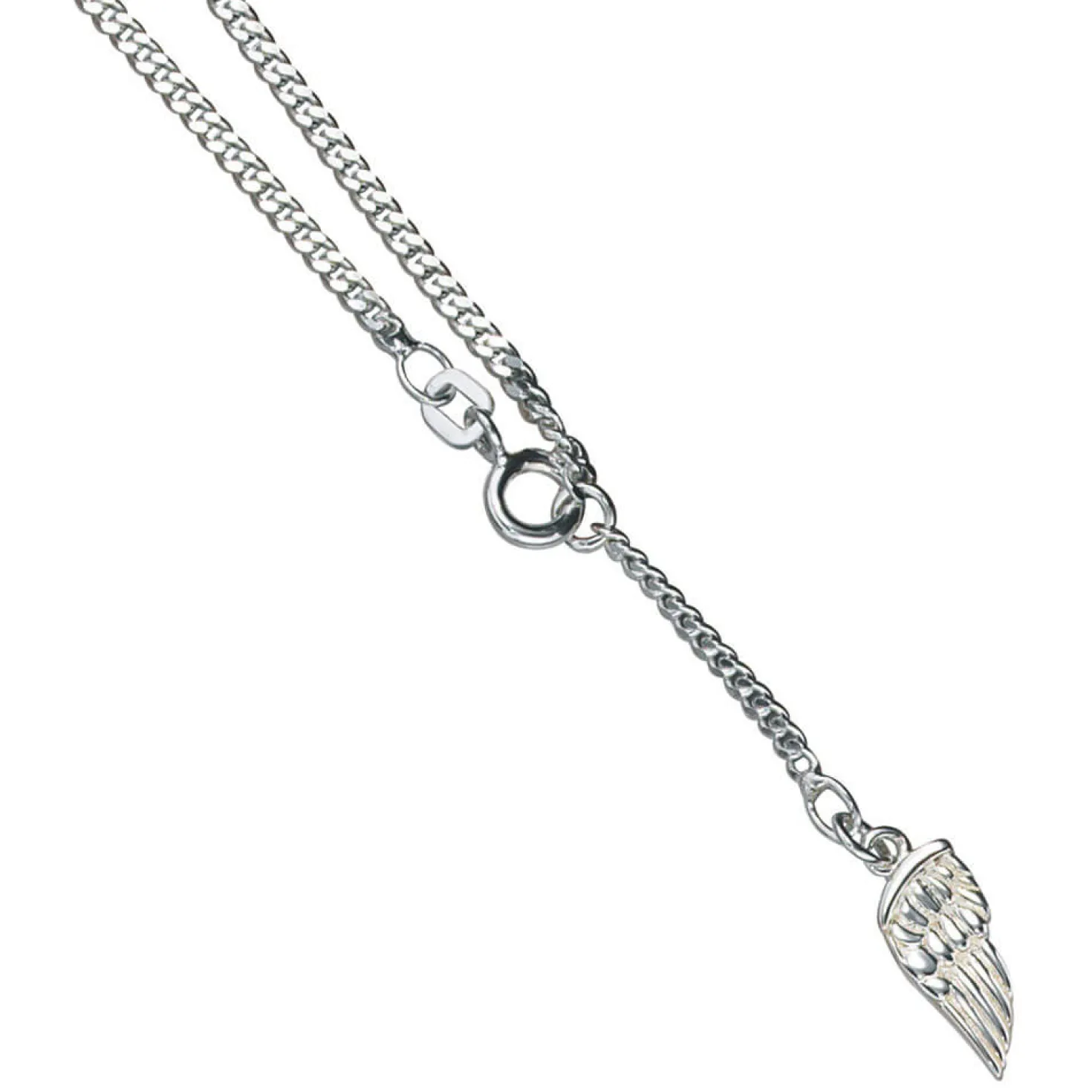 Fußkette Fußkettchen Panzerkette Flügel 925 Silber 23-25cm Fußschmuck