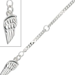 Fußkette Fußkettchen Panzerkette Flügel 925 Silber 23-25cm Fußschmuck