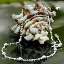 Fußkette Rundankerkette Kette mit 12 Kugel 925 Silber 25cm Fußschmuck
