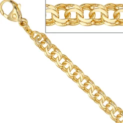 Garibaldiarmband Armband Armkette aus 585 Gold Gelbgold massiv, 19cm, Unisex