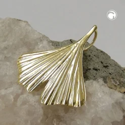 Ginkgoblatt - Goldanhänger Anhänger 20mm 375 Gold Gelbgold Halsschmuck Damen