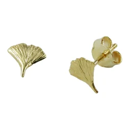 Ginkgoblatt Stecker Ohrstecker Ohrschmuck aus 375 Gold Gelbgold, Damen