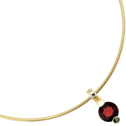 Goldanhänger Anhänger 9,1x20mm mit Granat rot 585 Gold Gelbgold für Damen