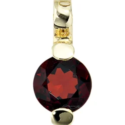 Goldanhänger Anhänger 9,1x20mm mit Granat rot 585 Gold Gelbgold für Damen
