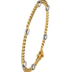 Goldarmband Armband mit 6 Diamanten 0.6Ct Brillanten 585 Gelbgold 19cm