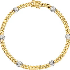 Goldarmband Armband mit 6 Diamanten 0.6Ct Brillanten 585 Gelbgold 19cm