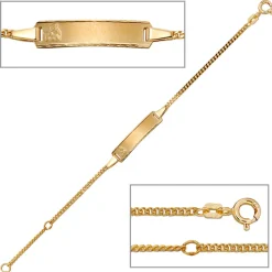 Goldarmband für Kinder Armband Schildband mit Engel 333 Gold Gelbgold 14cm