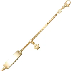 Goldarmband für Kinder Panzerkette Schildband mit Engel 585 Gold Gelbgold 14cm