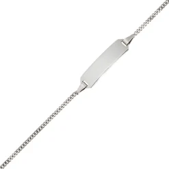 Goldarmband für Kinder, Schildband, 585 Gold Weißgold, 14cm verkürzbar