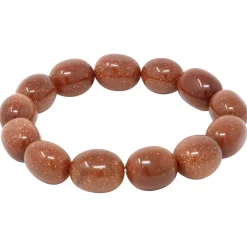 Goldflussarmband, Armband aus Goldfluss, Nuggets, dehnbar creme-braun