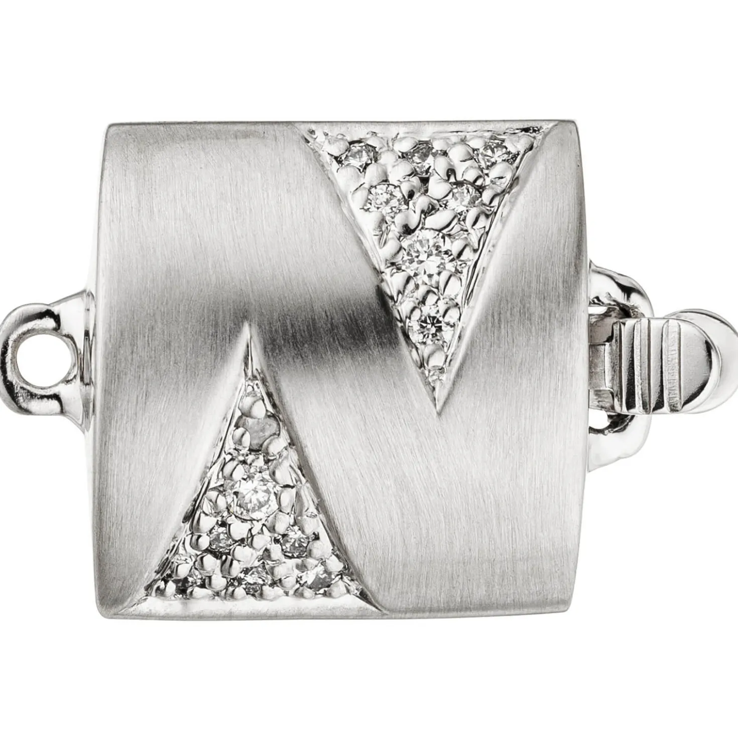 Goldverschluss Schließe mit 28 Diamanten 0.015Ct W/SI Brillanten 585 Weißgold