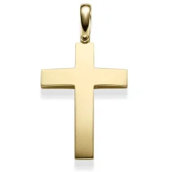 Großer Anhänger Kreuz 44,5x30mm 585 Gold Gelbgold Halsschmuck schlicht glänzend