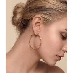 Große XL Creolen Ø 50mm aus 333 Gold Gelbgold Ohrringe Ohrchmuck rund Damen