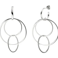 Halbcreolen Creolen 41,1x69,6mm 3 überkreüzte dünne Ringe aus 925 Silber