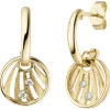 Halbcreolen Ohrhänger 12x23,4mm 585 Gelbgold Brillanten 0.1Ct W/SI Bogen-Muster