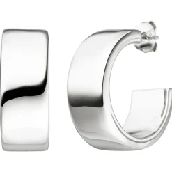 Halbcreolen Ohrringe Creolen 10x25mm flach glänzend schlicht 925 Silber
