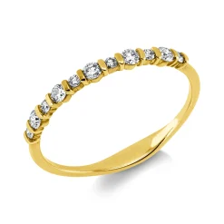 Halb-Memoire Ring aus 750 Gelbgold 11 Brillanten 0,22ct I-SI/PI B:1,9mm
