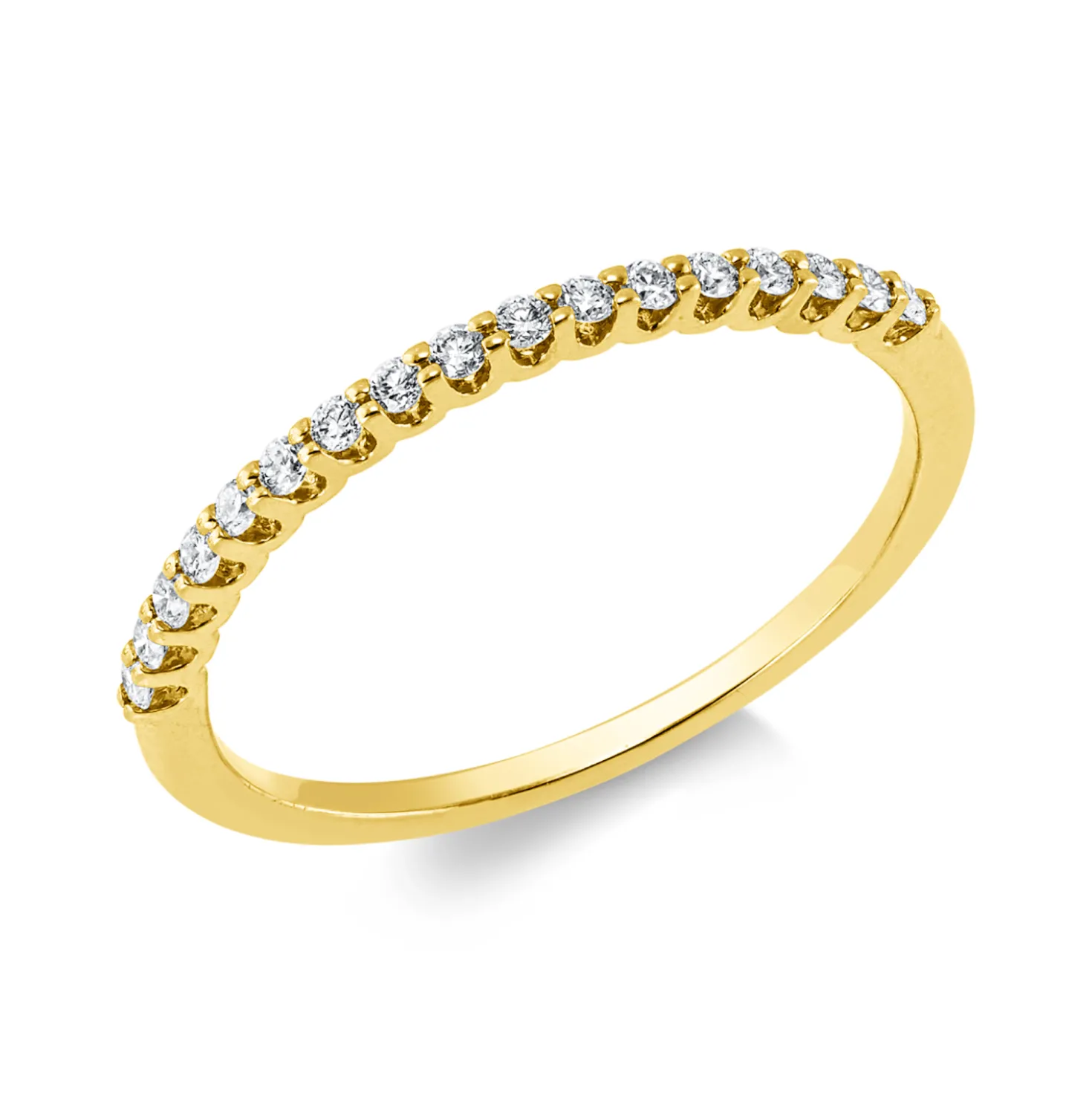 Halb-Memoire Ring aus 585 Gelbgold 17 Brillanten 0,15ct TW-VSI/SI B:1,3mm