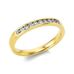 Halb-Memoire Ring aus 750 Gold Gelbgold 10 Brillanten 0,21ct TW-SI B:2,7mm