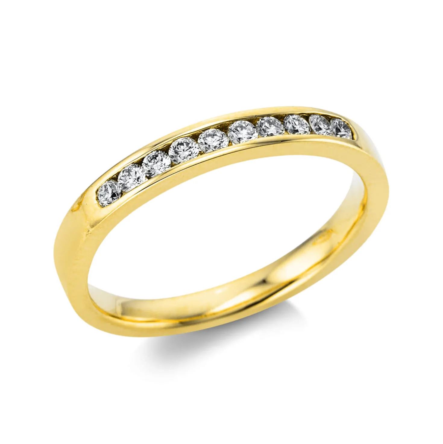Halb-Memoire Ring aus 750 Gold Gelbgold 10 Brillanten 0,21ct TW-SI B:2,7mm