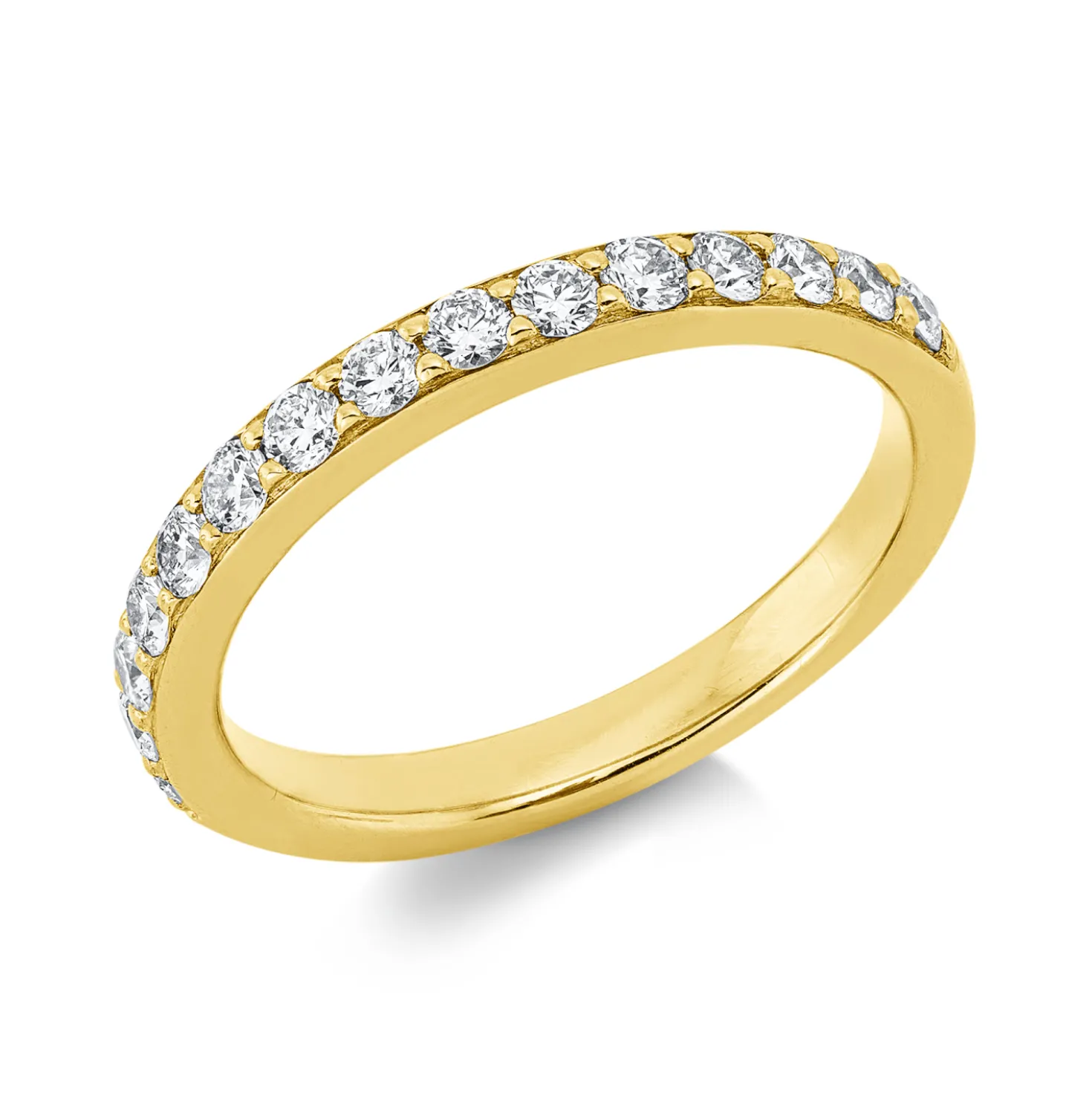 Halb-Memoire Ring aus 750 Gold Gelbgold 15 Brillanten 0,5ct TW-SI B:2,8mm