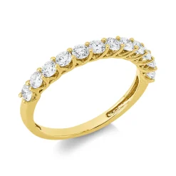 Halb-Memoire Ring aus 750 Gold Gelbgold 12 Brillanten 0,68ct TW-SI B:2,5mm