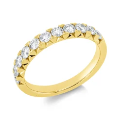 Halb-Memoire Ring aus 750 Gold Gelbgold 11 Brillanten 0,76ct TW-SI B:3mm