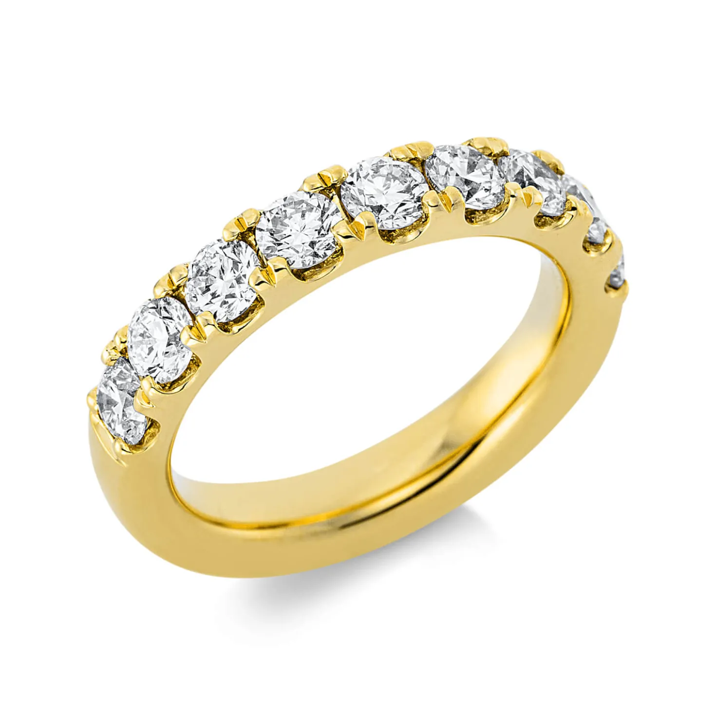 Halb-Memoire Ring aus 750 Gold Gelbgold 9 Brillanten 1,57ct TW-SI B:4,1mm
