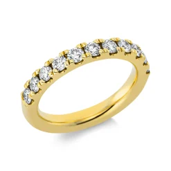 Halb-Memoire Ring aus 585 Gold Gelbgold 11 Brillanten 0,92ct TW-SI B:3,3mm