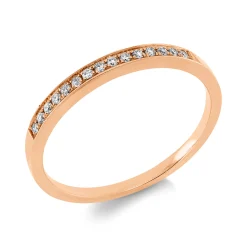 Halb-Memoire Ring aus 585 Gold Rotgold 15 Brillanten 0,09ct TW-SI B:2mm