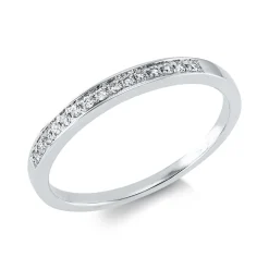 Halb-Memoire Ring aus 585 Gold Weißgold 15 Brillanten 0,09ct TW-SI B:2mm