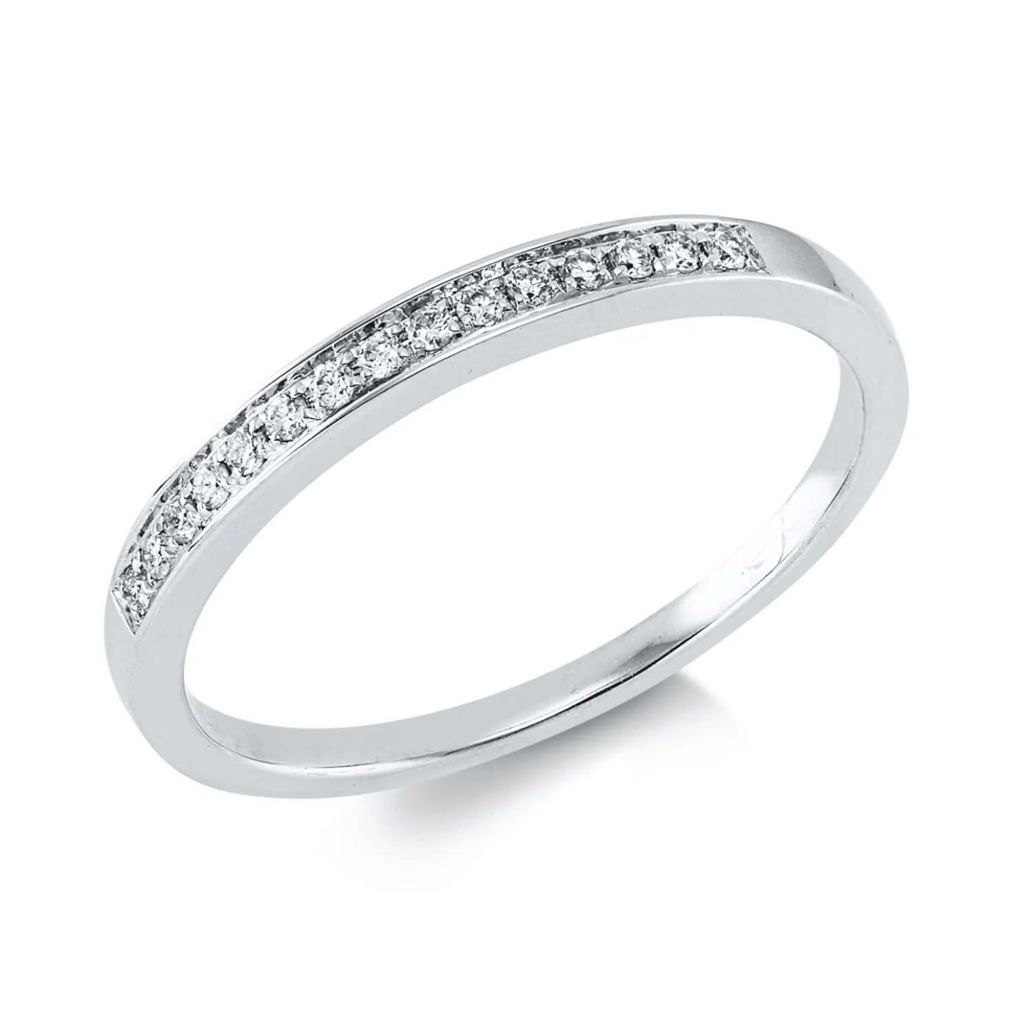 Halb-Memoire Ring aus 585 Gold Weißgold 15 Brillanten 0,09ct TW-SI B:2mm