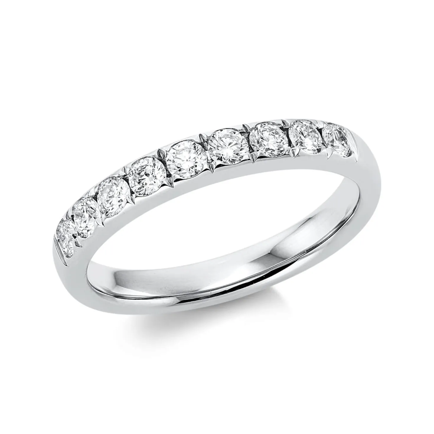 Halb-Memoire Ring aus 750 Gold Weißgold 9 Brillanten 0,5ct TW-SI B:3,2mm