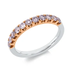 Halb-Memoire Ring aus 750 Gold weiß/rot 11 Brillanten 0,64ct pink-SI B:2,7mm