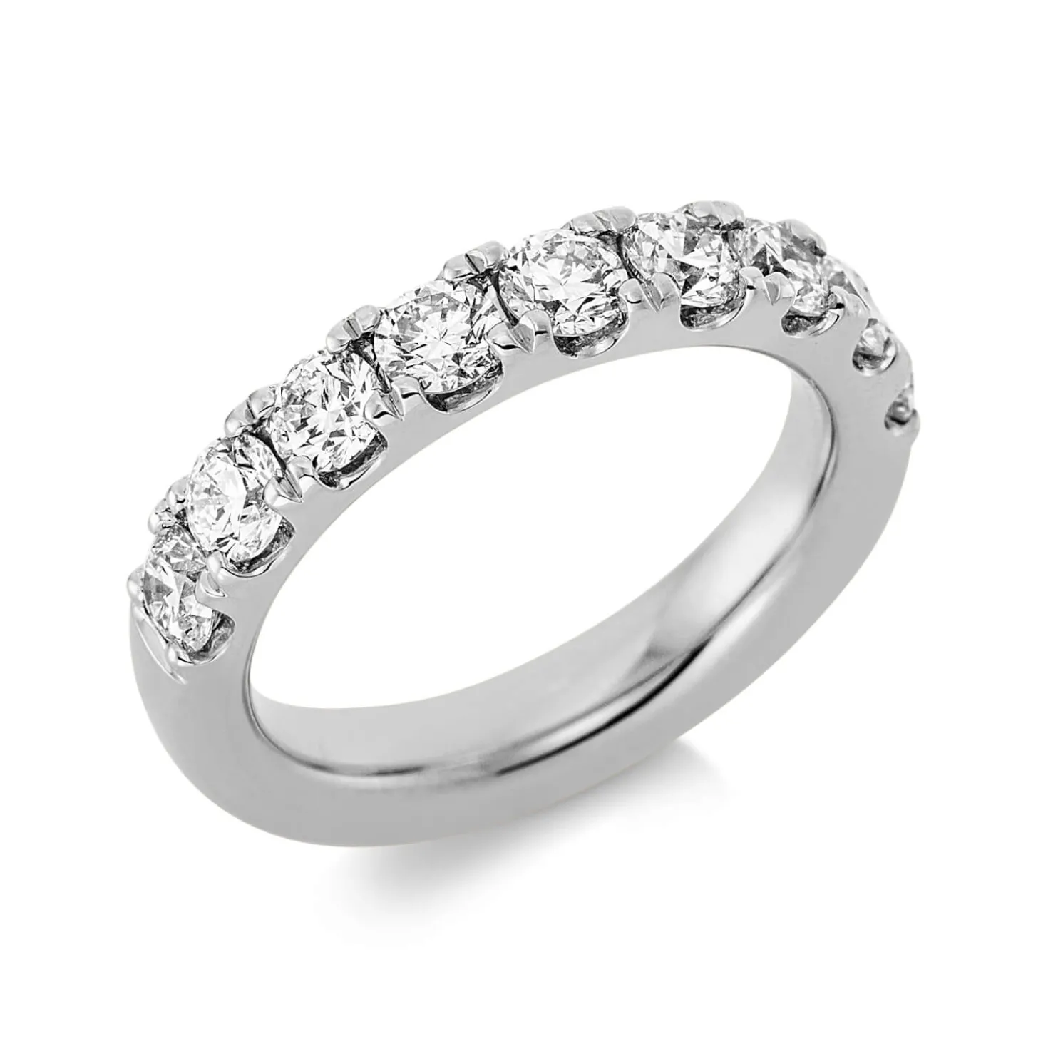 Halb-Memoire Ring aus 950 Platin 9 Brillanten 1,57ct TW-SI B:4,1mm