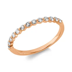 Halb-Memoire Ring aus 750 Rotgold 13 Brillanten 0,28ct TW-VSI/SI B:1,8mm