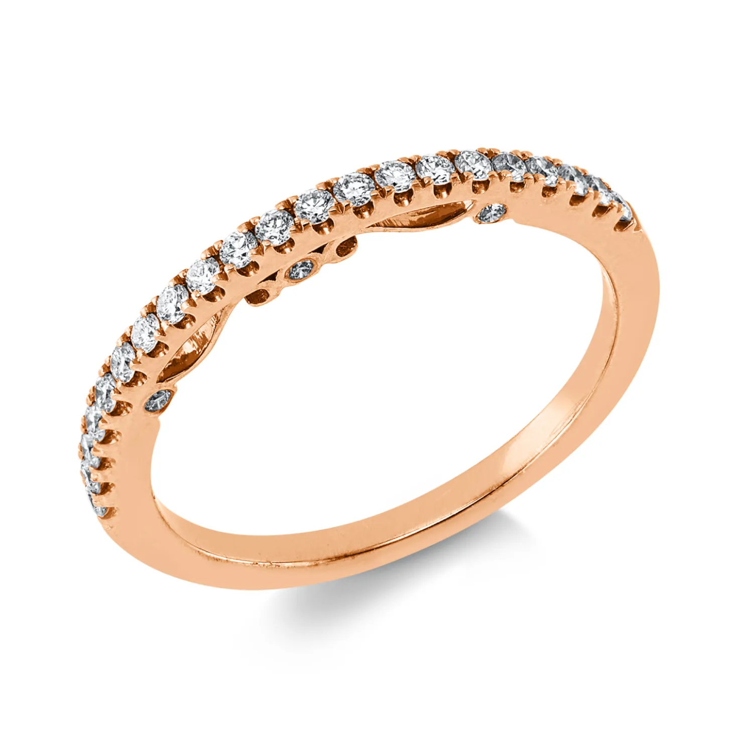 Halb-Memoire Ring aus 750 Rotgold 27 Brillanten 0,23ct TW-VSI/SI B:1,6mm