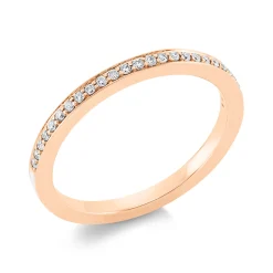 Halb-Memoire Ring aus 750 Rotgold Emaille weiß 26 Brillanten 0,13ct TW-SI B:1,7mm