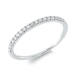 Halb-Memoire Ring aus 750 Weißgold 18 Brillanten 0,16ct J-PI B:1,5mm