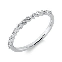 Halb-Memoire Ring aus 750 Weißgold 13 Brillanten 0,23ct TW-PI B:1,7mm