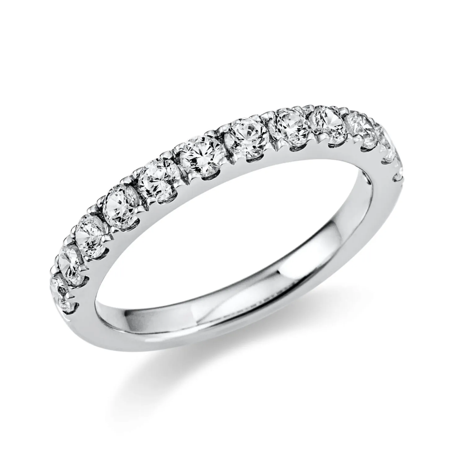 Halb-Memoire Ring aus 585 Weißgold 12 Brillanten 0,77ct TW-SI B:2,6mm