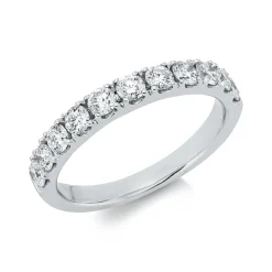 Halb-Memoire Ring aus 750 Weißgold 11 Brillanten 0,81ct TW-SI B:2,8mm