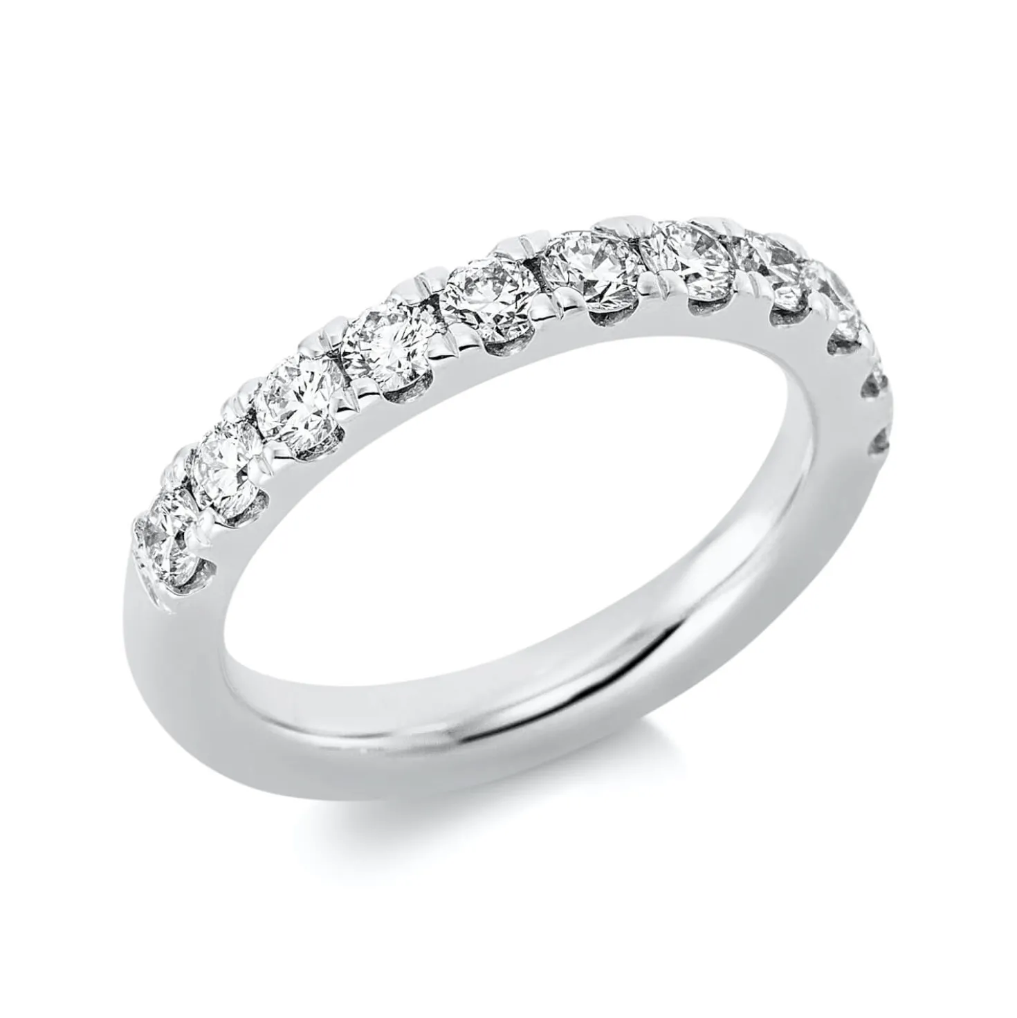Halb-Memoire Ring aus 585 Weißgold 11 Brillanten 1,07ct TW-SI B:3,2mm
