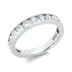 Halb-Memoire Ring aus 750 Weißgold 11 Brillanten 1,02ct TW-SI B:3,9mm