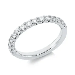 Halb-Memoire Ring aus 750 Weißgold 15 Brillanten 0,7ct TW-SI B:2,5mm