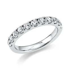 Halb-Memoire Ring aus 750 Weißgold 11 Brillanten 0,89ct TW-SI B:2,8mm