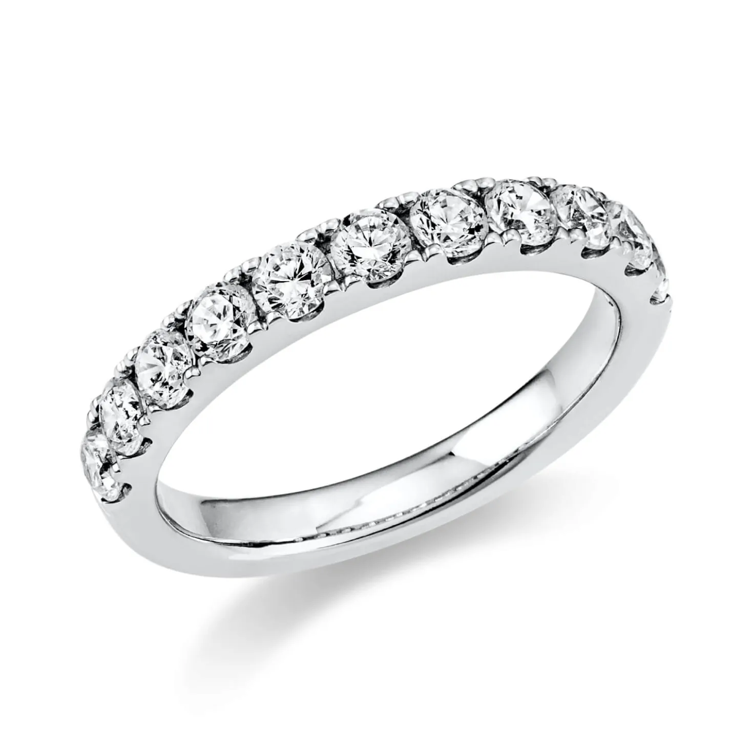 Halb-Memoire Ring aus 750 Weißgold 11 Brillanten 0,89ct TW-SI B:2,8mm