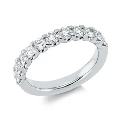 Halb-Memoire Ring aus 750 Weißgold 11 Brillanten 1,13ct TW-SI B:3,3mm